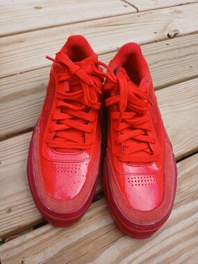 Women’s Red Athletic Sneakers - Bold Red Lace-Up Shoes